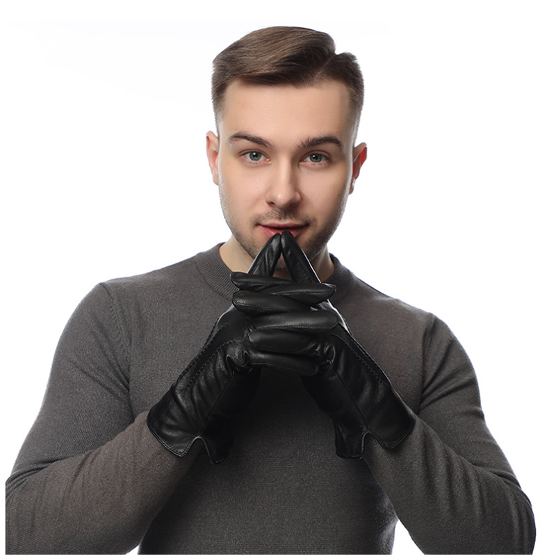 Wool Glove Lined - Inverno genuíno pele de carneiro luvas