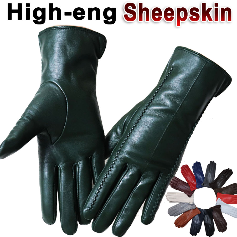 Leather Driving Glove - Luvas de couro natural femininas, forro