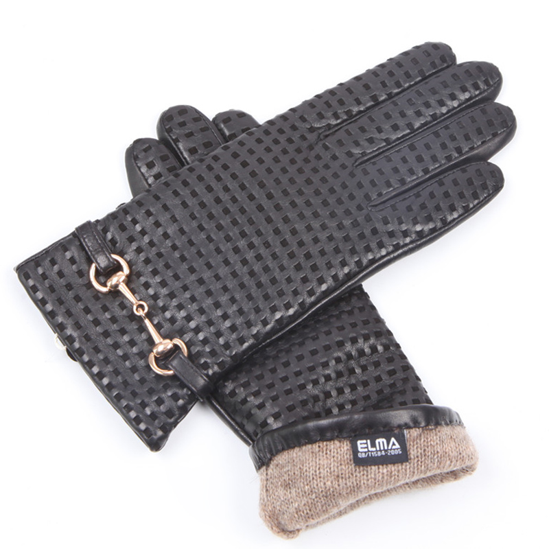 Wool Glove Lined - Outono inverno luvas de couro real
