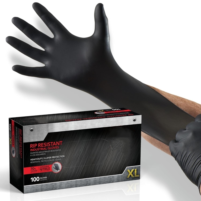 Latex Disposable Glove - 100PCS Luvas de Nitrilo Pretas Descartáveis