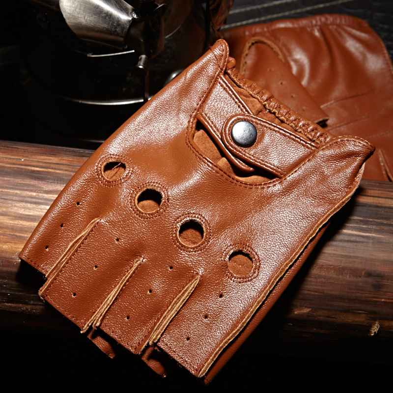 Luvas de meio dedo do homem de - Leather Driving Glove avaliação e preço