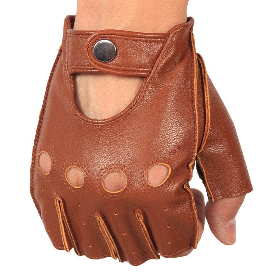 Luvas de meio dedo do homem de - Leather Driving Glove avaliação e preço