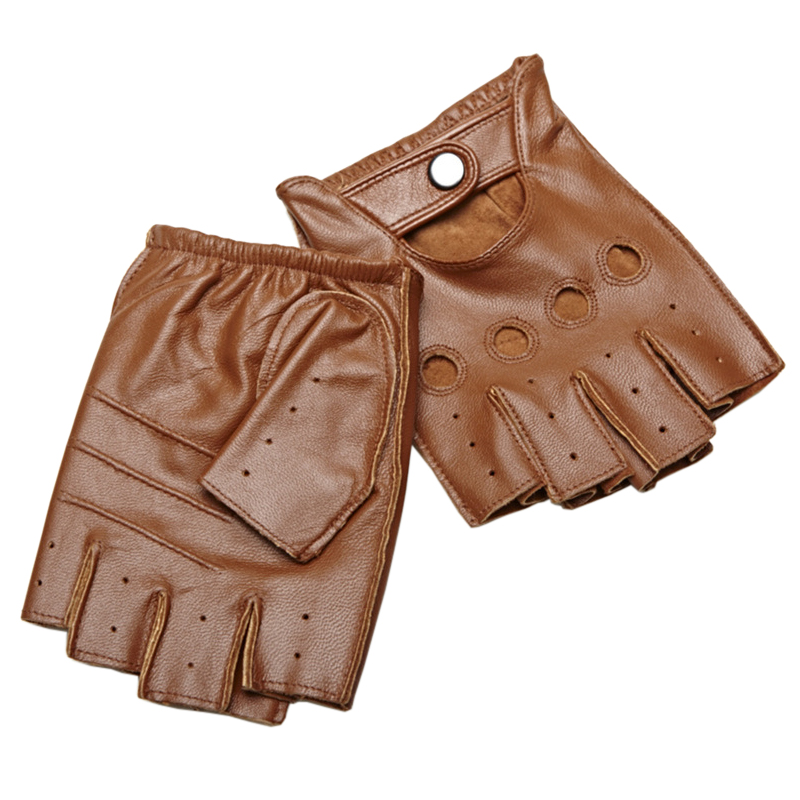 Luvas de meio dedo do homem de - Leather Driving Glove avaliação e preço